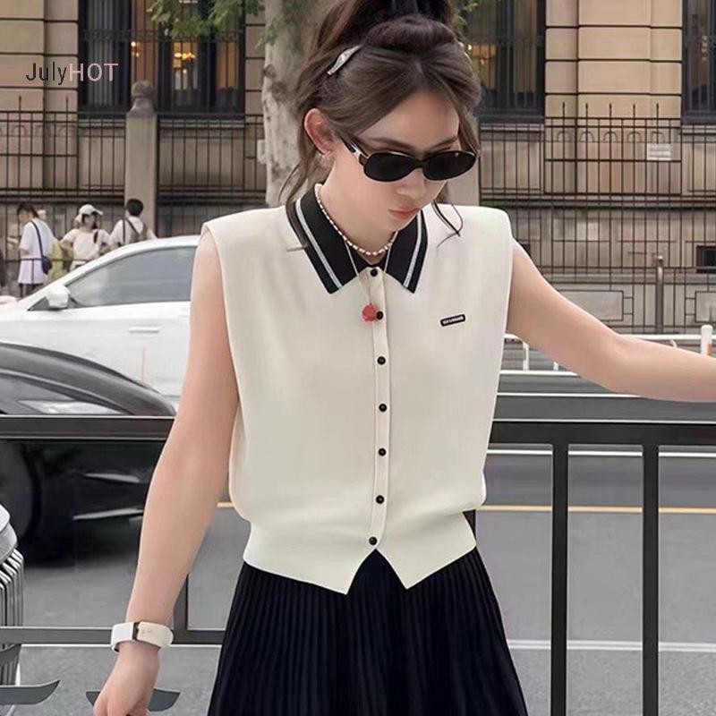 JULYHOT Mùa Hè Phong Cách Hàn Quốc Thời Trang Thường Ngày Phong Cách Đại Học Ve Áo Rời Áo Dành Cho Nữ Massivedeals