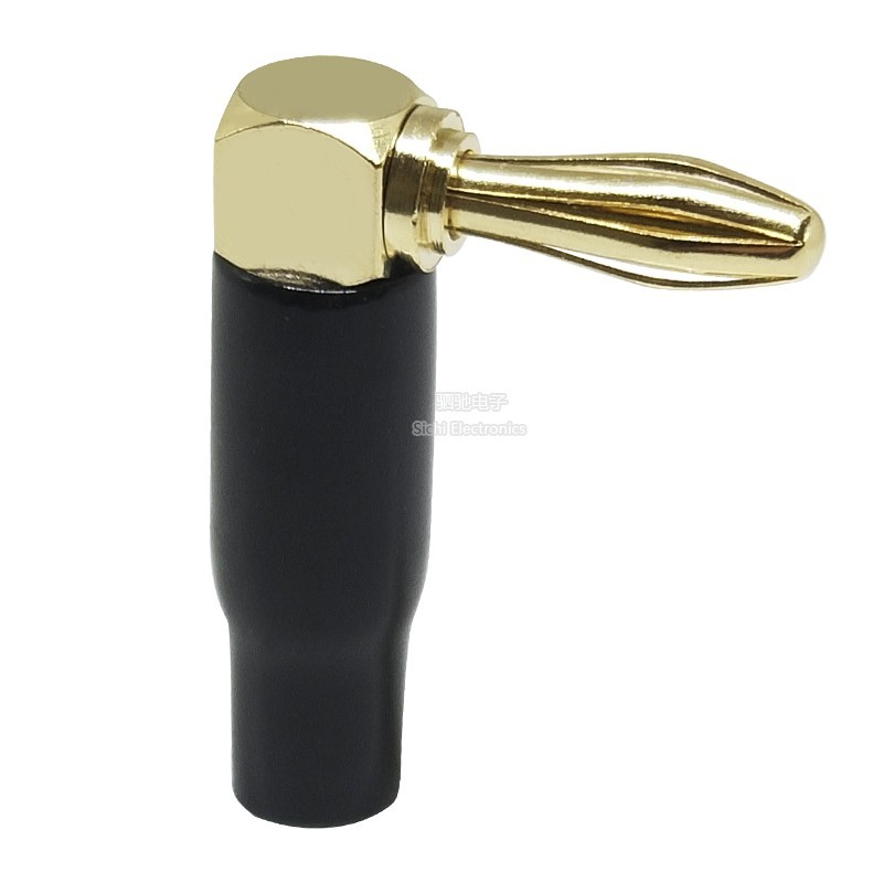 Mạ vàng 4mm Góc phải Khuỷu tay hình chữ L Hàn không cần cắm chuối 90 độ Loa Cáp cắm chuối cắm