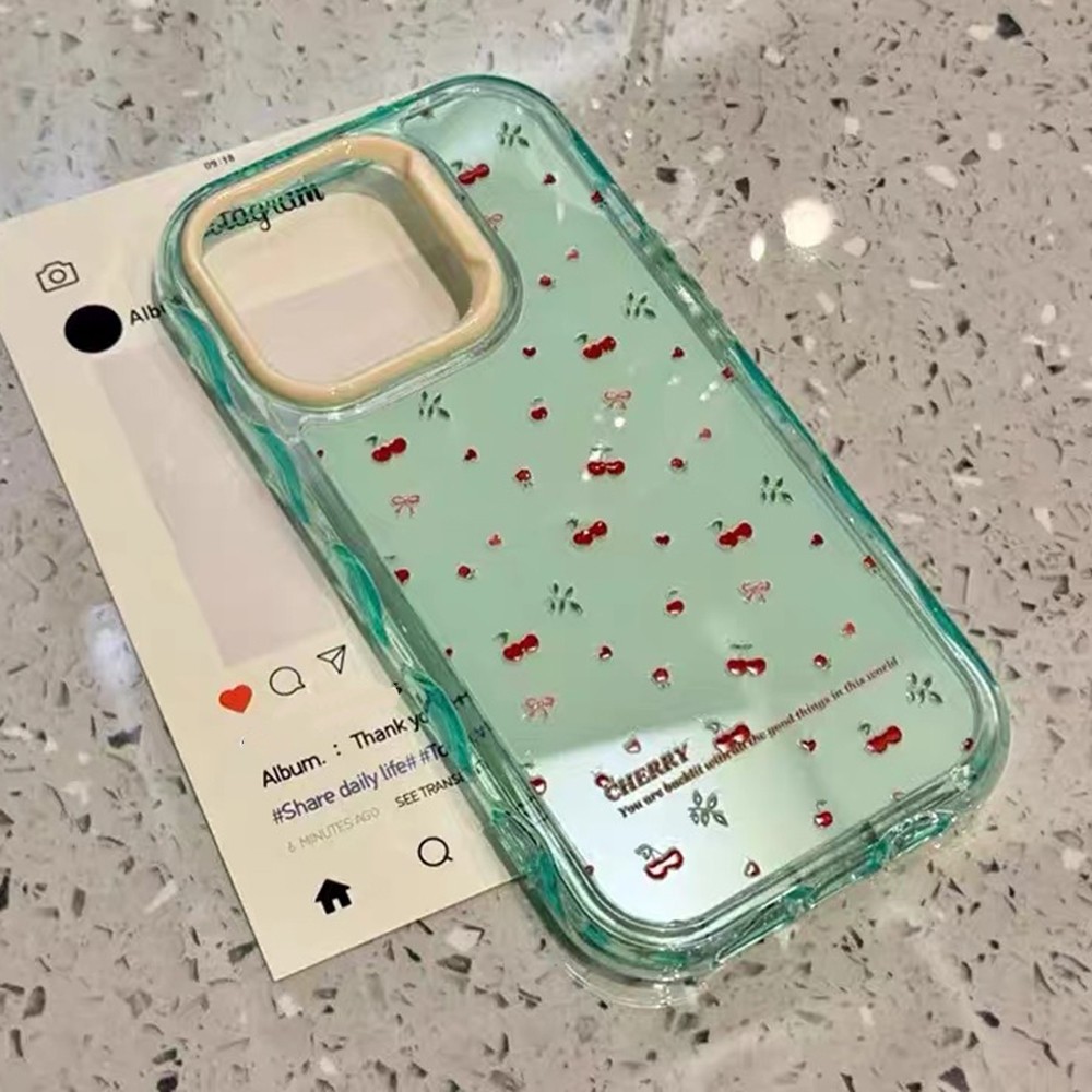 Ốp điện thoại toàn màn hình Cherry Wave cho iPhone 17 Pro Max 17Air 16 Plus 15 14 13 12 11 Vỏ bảo vệ chống sốc
