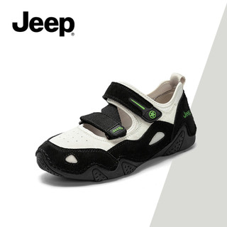 Giày thể thao nữ cổ điển Jeep - Đen trắng, thoáng khí, đa năng Giày thể thao Mary Janes thông thường