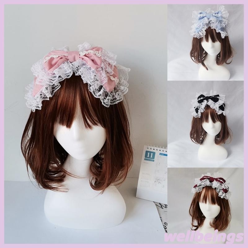 Wellb Victoria Retro Ren Đầu Ngọt Hai Lớp Tóc Lớn Vòng Anime Gothic Người Giúp Việc Đảng Cosplay Mũ Đội Đầu
