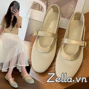 Đế Bằng Nữ Thời Trang Cổ Điển Thoải Mái Thoáng Khí Lưới Rỗng Trượt Trên Giày Mary Jane