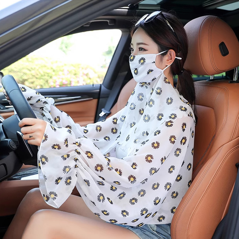 Khăn choàng chống nắng ren - UV 99%, Thiết kế thanh lịch, nhẹ nhàng, Breathable,  Đi Xe, Du Lịch,