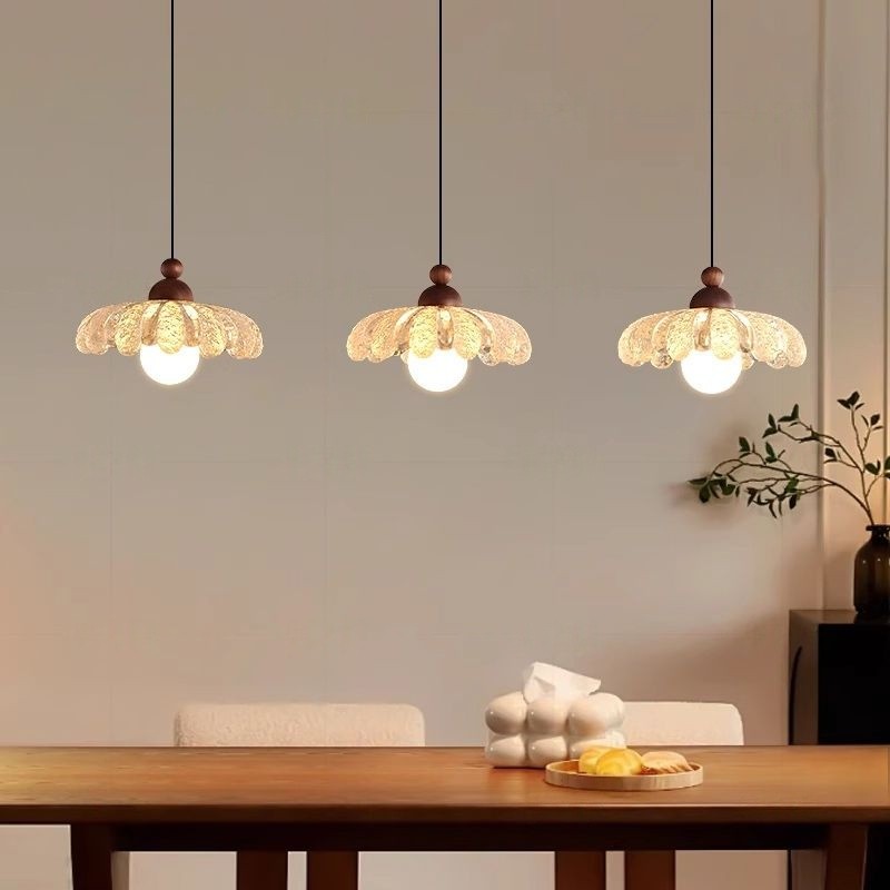 Đèn chùm trần quả óc chó cổ điển, Đèn mặt dây chuyền cánh hoa bằng nhựa thẩm mỹ thời trung cổ, quầy Bar, phòng khách, đầu giường, đèn thả trang trí quán cà phê
