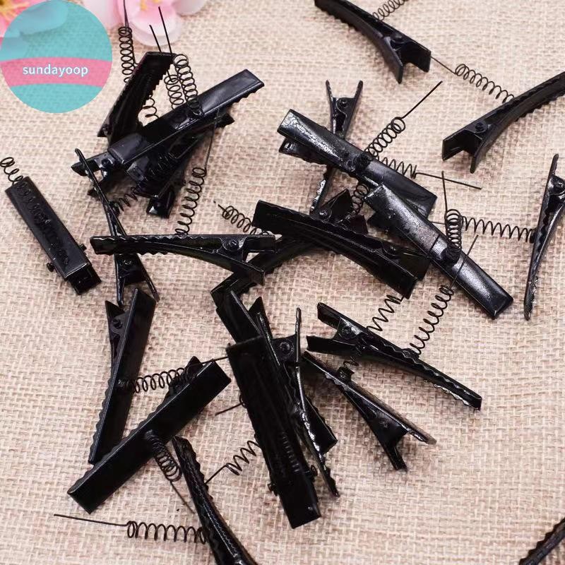 Kẹp Tóc Kim Loại Đen và Vịt Vàng Nỉ - 10 Chiếc | Phụ Kiện Tóc DIY & Barrette VN