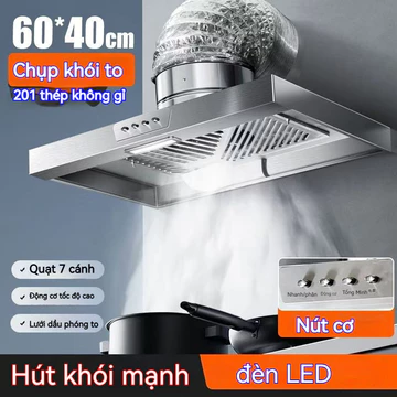 Quạt thông gió mạnh mẽ quạt hút mùi nhà bếp đơn giản hút mùi gia đình+Đèn LED + 3m ống