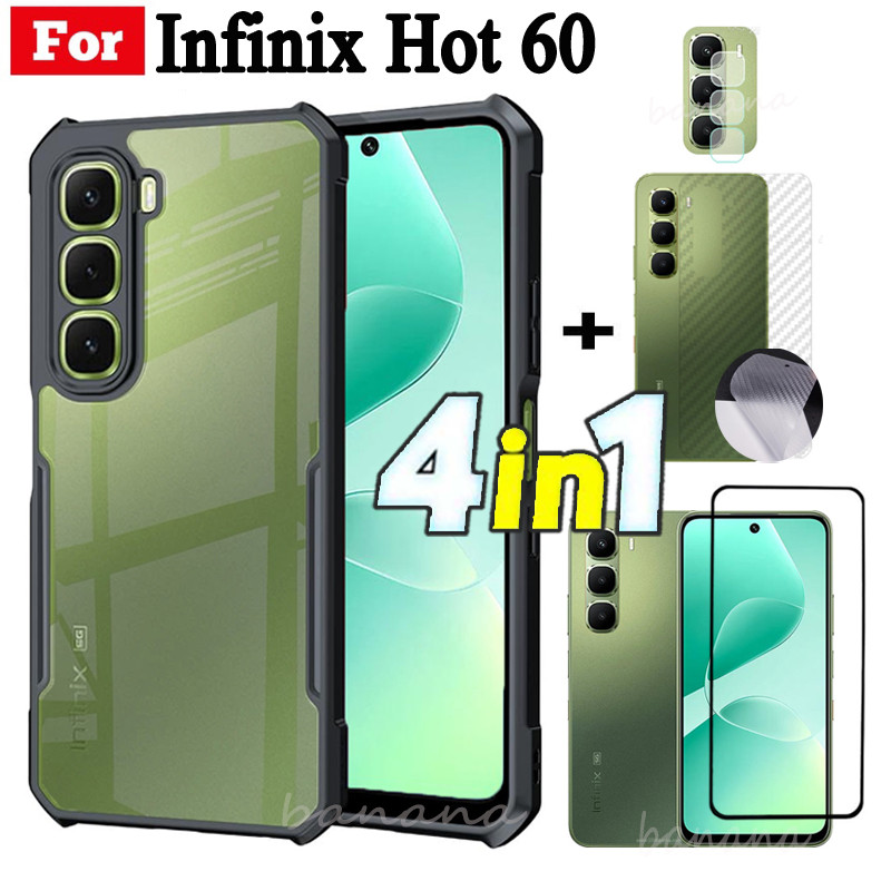Ốp Điện Thoại Chống Sốc 4 Trong 1 Infinix Hot 60 Cho Infinix Hot 60i Bảo Vệ Toàn Diện Kính Cường Lực Bảo Vệ Màn Hình Và Phim Ống Kính Và Phim Mặt Sau