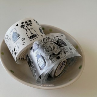 Washi tape mèo Yier Cat Cafe bế sẵn viền chiết 1M