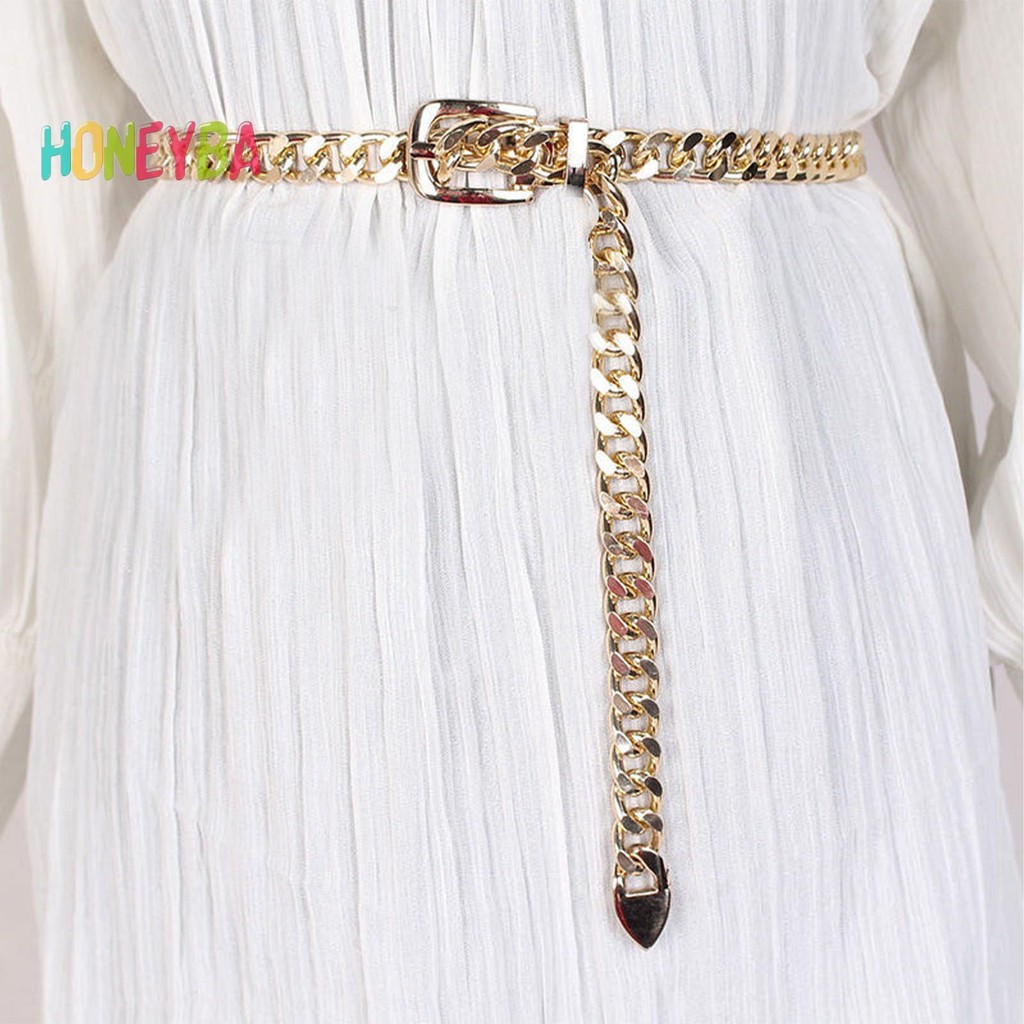 < Honeyba > 1 Dây Xích Nữ Dây Xích Kim Loại Dây Xích Thắt Lưng Đầm Thắt Lưng Kim Loại Có Thể Điều Chỉnh