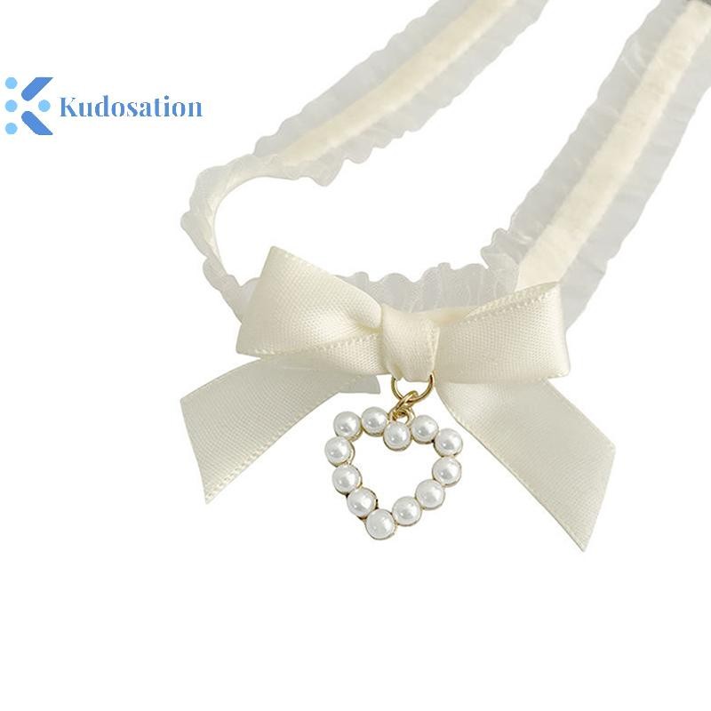 Kudosation Nữ Cổ Dễ Thương Lolitas Handmade Vintage Ren Trái Tim Choker Dành Cho Nữ Gothic Nơ Thắt Cổ Bé Gái Đồng Phục Phụ Kiện