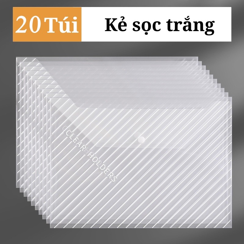 Túi Đựng Tài Liệu A4 Bản Trong Suốt - Túi Đựng Giấy Tờ  Chống Nước, Có Nút Bấm Tiện Lợi Cho Văn Phòng/Học Sinh