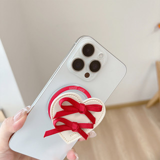 Nơ Da Tình Yêu Tròn Trơn Từ Tính Giá Đỡ Điện Thoại Cho IPhone 16 15 14 13 12 Pro Max 14 Plus Có Thể Gập Lại Pop Ring Grip Co Giãn Để Bàn Đứng P5