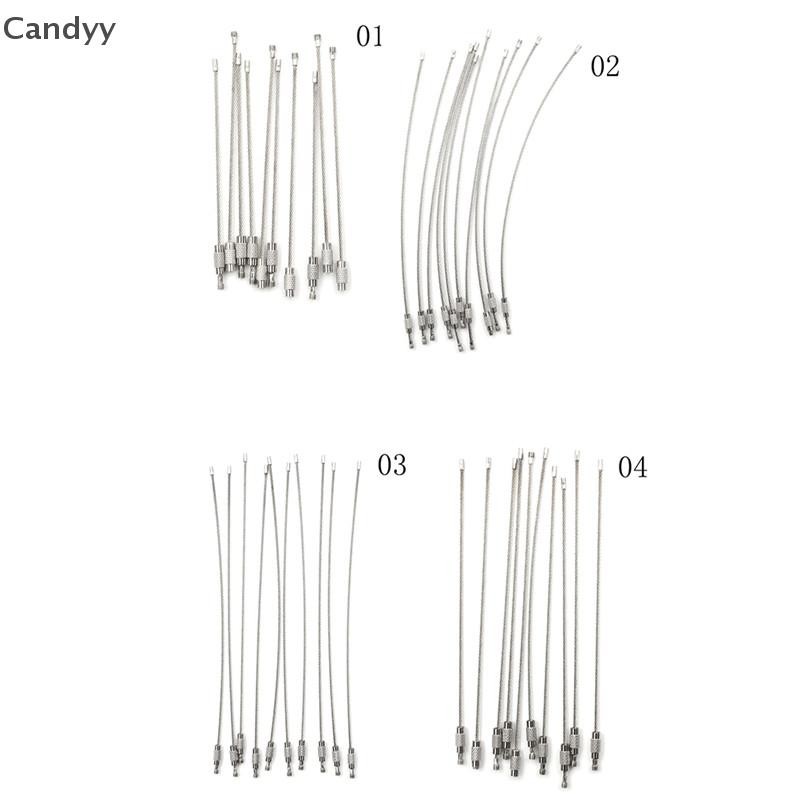 NDY 10 Chiếc Thời Trang Đi Bộ Đường Dài Dụng Cụ Dây Móc Khóa Cáp Vòng Chìa Khóa Thép Không Gỉ 10 / 15 / 20cm N