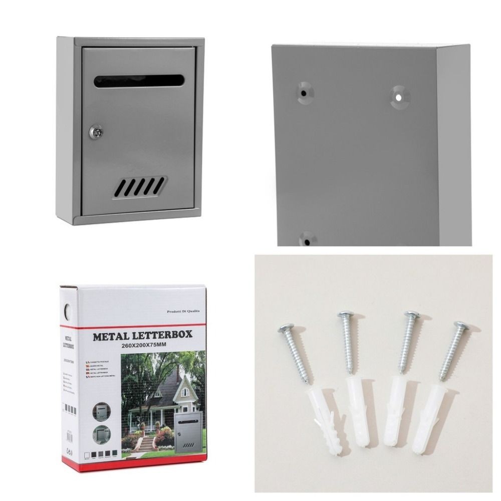 Hộp thư PWSEND, chống thấm nước có khóa, gắn cổ điển, kim loại treo tường đa năng, dễ lắp đặt cho ngoài trời
