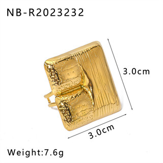 Nhẫn thép không gỉ hình trái tim vuông ốc vít, mạ vàng 18K