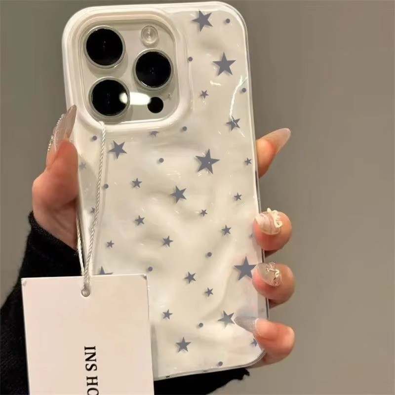 Ốp Điện Thoại Ngôi Sao Xanh Xám Tối Giản Cho iPhone 17 Air 16 15 14 Plus 13 12 11 Pro Max Silicon Chống Sốc Mềm Gấp Họa Tiết