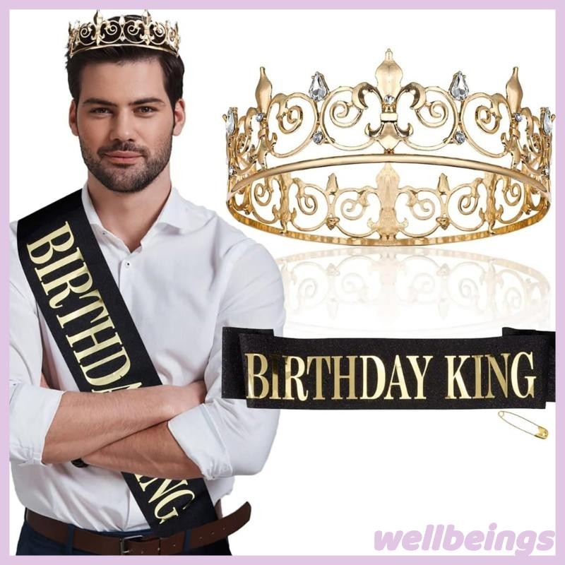 Phụ kiện tiệc sinh nhật Wellb Sash và kim cương giả Bộ mũ trùm đầu đám cưới