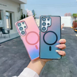 Ốp Lưng Dây Từ Tính Gradient Cho Samsung S26 S25 S24 S23 Ultra S25 Plus S24 FE Dây Đeo Tay Sạc Không Dây Vỏ Chống Sốc