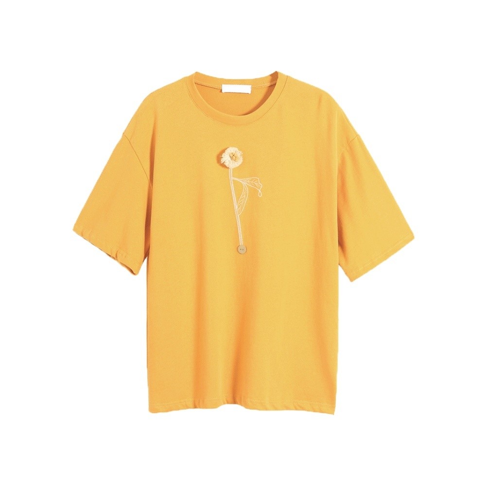 Mutu Ins Áo Thun Nữ Màu Trắng Sang Trọng, Tay Ngắn Cổ Tròn Phong Cách Nhật Bản, Cotton Nguyên Chất Hợp Thời Trang Mùa Hè