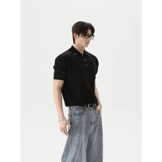 Áo thun Polo nam retro với nút thiết kế thanh lịch, phù hợp mặc hàng ngày