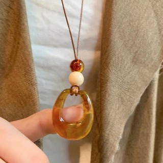Vòng cổ nữ phong cách Trung Hoa, mặt dây chuyền vòng tròn lớn, thiết kế dài, phong cách dân tộc vintage, handmade