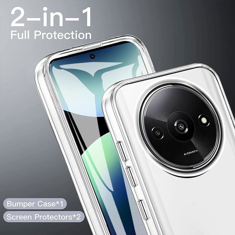 Ốp Điện Thoại YBD Cho Redmi A3 A3X Xiaomi POCO C61 Túi Khí Hai Mặt Chống Rơi Vỏ Phim Tích Hợp Hoàn Toàn Trong Suốt