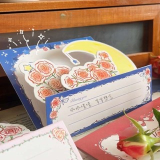 Thiệp Chúc Mừng Sinh Nhật Vintage Xinh Giấy Hoa Hồng Đỏ Hoàng Tử Bé Tặng Kèm Sticker Timo GQ56