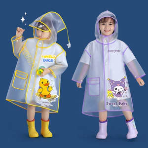 Áo Mưa Poncho Cho Bé 2-6 Tuổi, Thiết Kế Dễ Thương Chống Thấm, Mũ Rộng Che Mưa Tốt