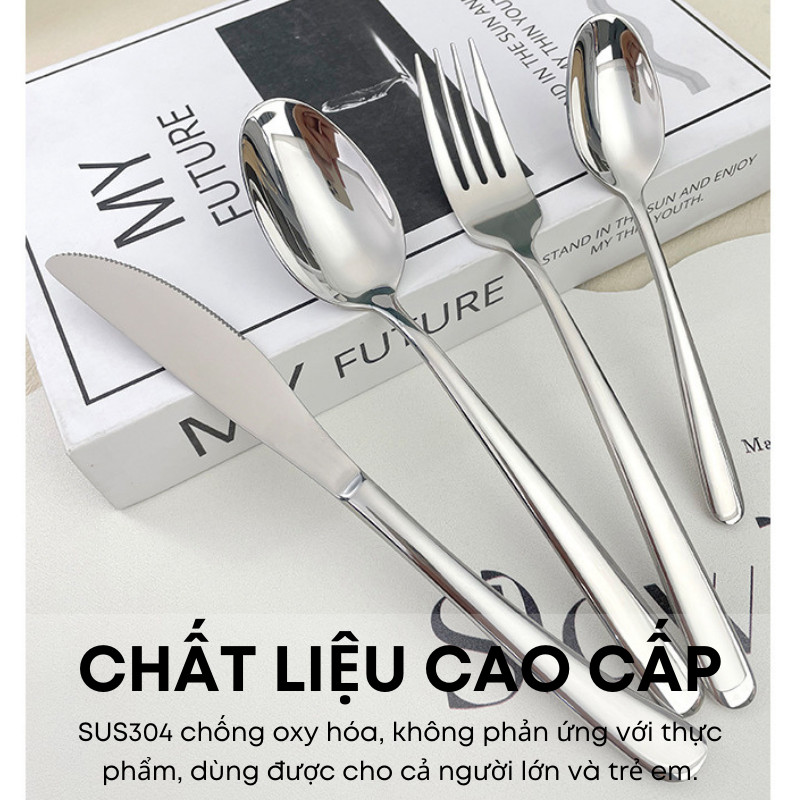 Bộ Dao Thìa Nĩa Inox 304 Cao Cấp – Phong Cách Elegant, Cán Trơn, Loại Dày - Nhà Hàng, Khách Sạn, Tiệc Buffet | 317
