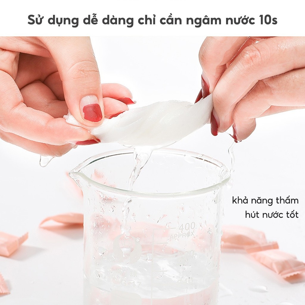 Gói 100 Khăn mặt nén dạng viên kẹo Dùng 1 lần, Viên khăn nén dùng khi đi du lịch khách sạn