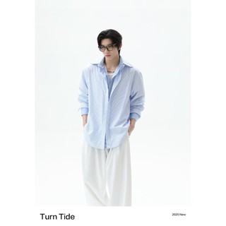 Áo sơ mi unisex phong cách Hàn Quốc mới nhất với thiết kế hai sọc giả và dạng dài tay đa năng