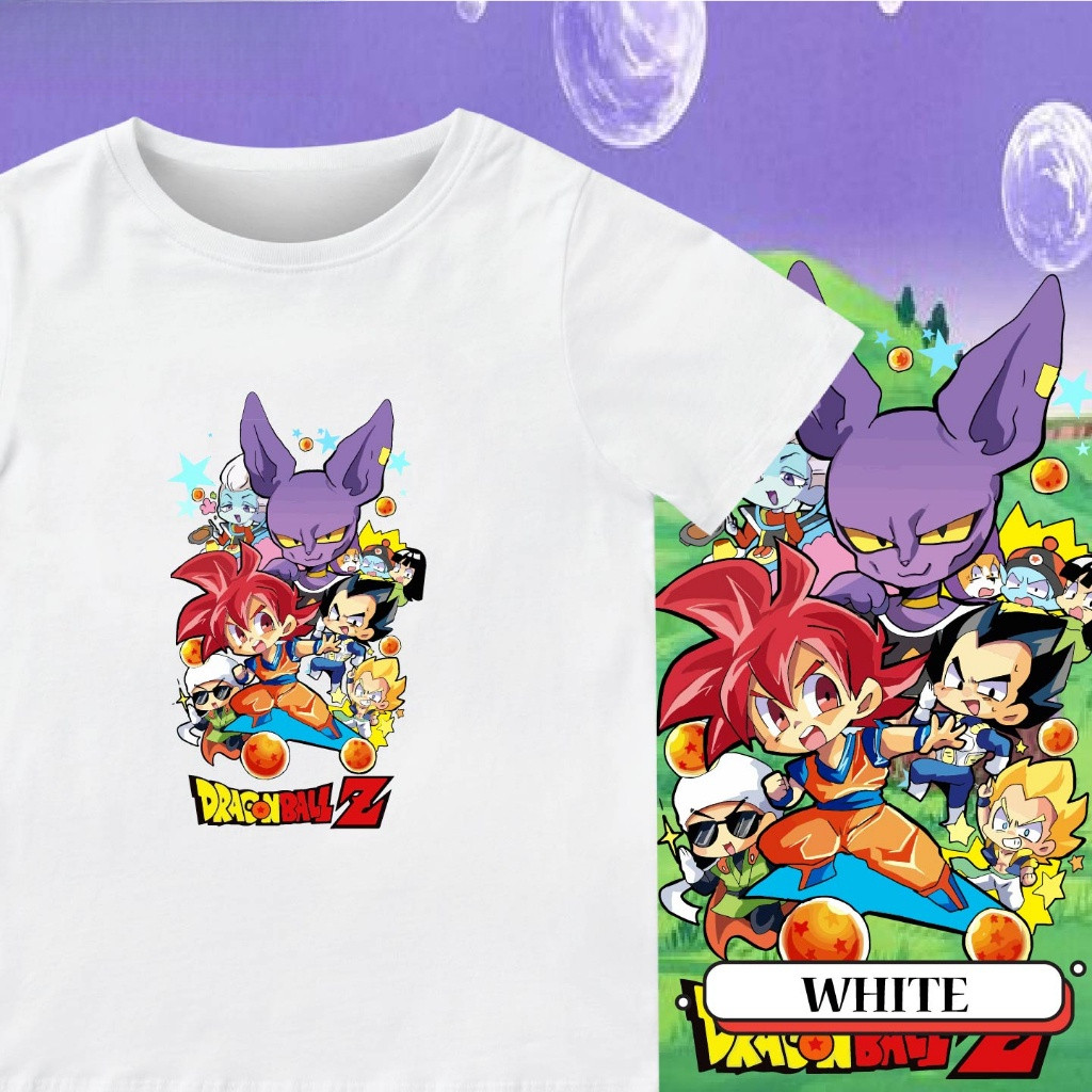 Áo thun ngắn tay in hình Dragon Ball 2D cho trẻ em cổ tròn Unisex