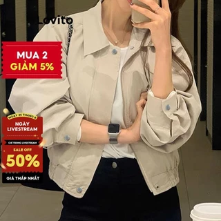Lovito Áo khoác gió thông thường / Áo khoác dây kéo nút chống nước cho nữ LNA34140 (Mai)