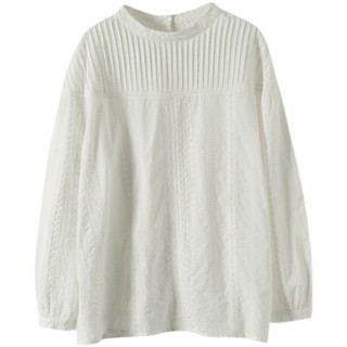 Hàng có sẵn - Áo sơ mi nữ cotton 100%, ren ngọt ngào và xếp ly Nhật Bản