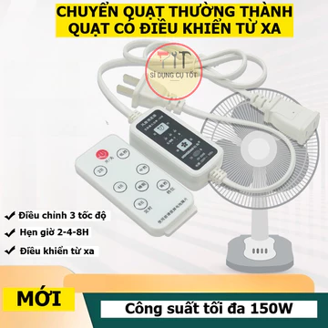 Bộ Chuyển Quạt Thường Sang Quạt Điều Khiển Từ Xa – Remote IR, 3 Cấp Gió + Sleep, Hẹn Giờ 2–4–8H (≤150W)