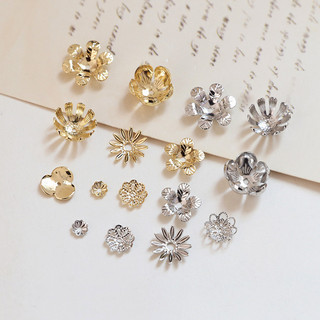 Bảo quản màu đồng mạ hoa lớn nhỏ 18K lót hoa hỗ trợ Nắp mũ trang sức thủ công diy Bông tai đính cườm Chất liệu phụ kiện