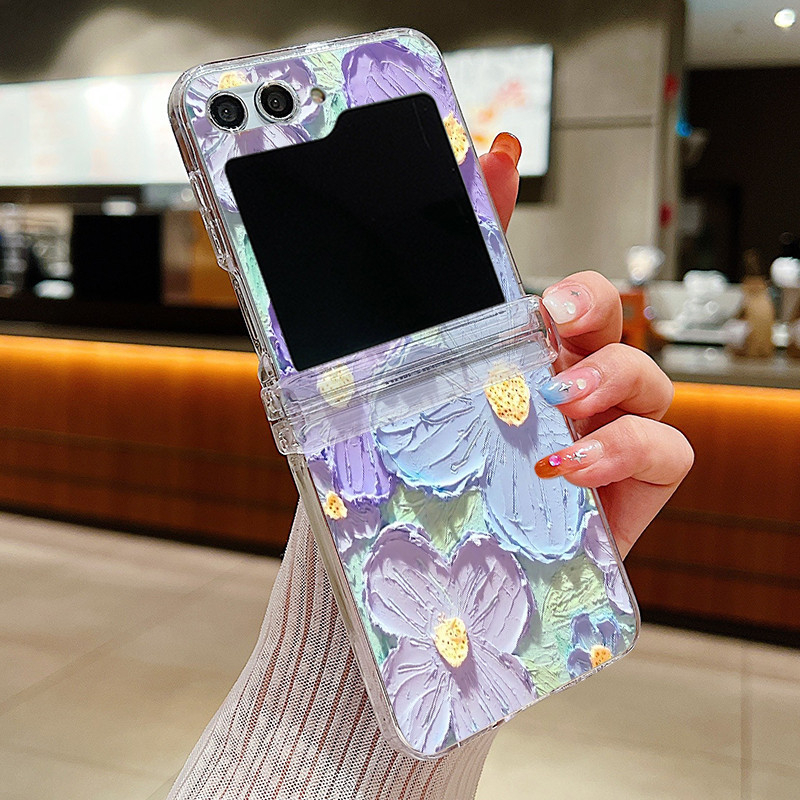 Dành Cho Samsung Galaxy Z Flip 6 Z Flip 5 Vỏ Hoa Đẹp Họa Tiết Chống Sốc Gấp Trong Suốt Cứng Cho Samsung Galaxy Z Flip 5 4 3