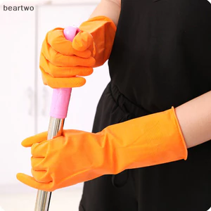 < Beartwo > Găng tay rửa bát nhà bếp Vệ sinh nhà cửa Găng tay giặt cao su chống thấm nước Dài Đẹp