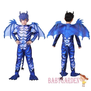 Baga-4-10 Tuổi Trẻ Em Bé Trai Halloween Rồng Trang Phục Hóa Trang Tất Cả Trên Cân Tay Dài Áo liền quần Cánh Đuôi Facewear Bộ