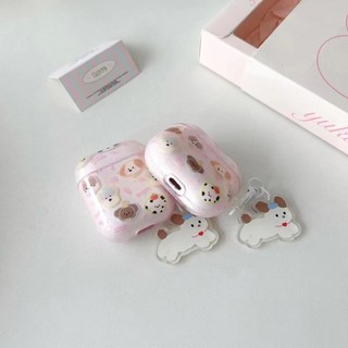 Vỏ TPU mềm chó hoạt hình màu hồng cho AirPods 1/2/3/Pro/Pro 2