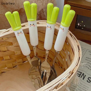 < Beartwo > Dao kéo hoạt hình Thìa hành tây Bộ nĩa Bộ đồ ăn trưa di động Bộ đồ ăn du lịch bằng thép không gỉ Phụ kiện nhà bếp Đẹp