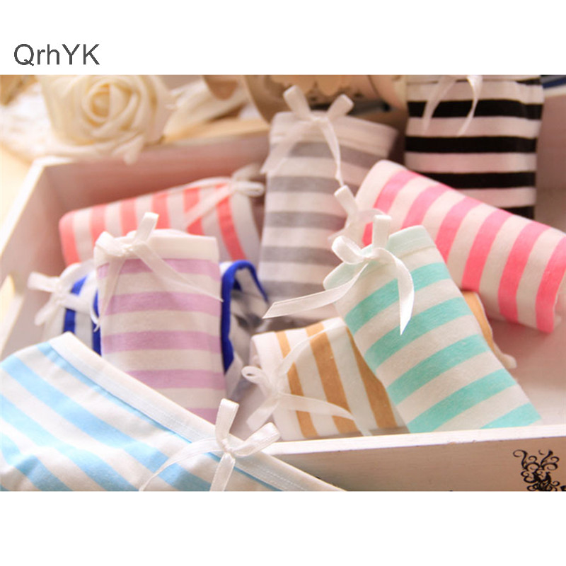 Thời Trang Nhà Máy Nữ Đáng Yêu Sọc Dễ Thương Nơ Quần Đùi Cotton Quần Lót Hipster Quần Lót QrhYK