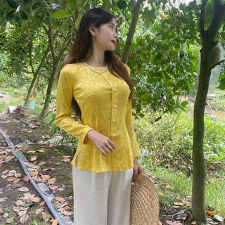 Bà ba gấm quần trắng, đồ bộ bà ba miền tây Áo Top Nữ