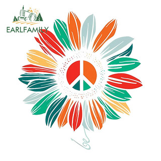 EARLFAMILY 13cm Peace & Flowers Miếng Dán Xe Hơi Kính Chắn Gió Ốp Lưng Xe Máy Ván Trượt Vinyl Decal Chống Trầy Xước Phụ Kiện Xe Hơi Thời Trang