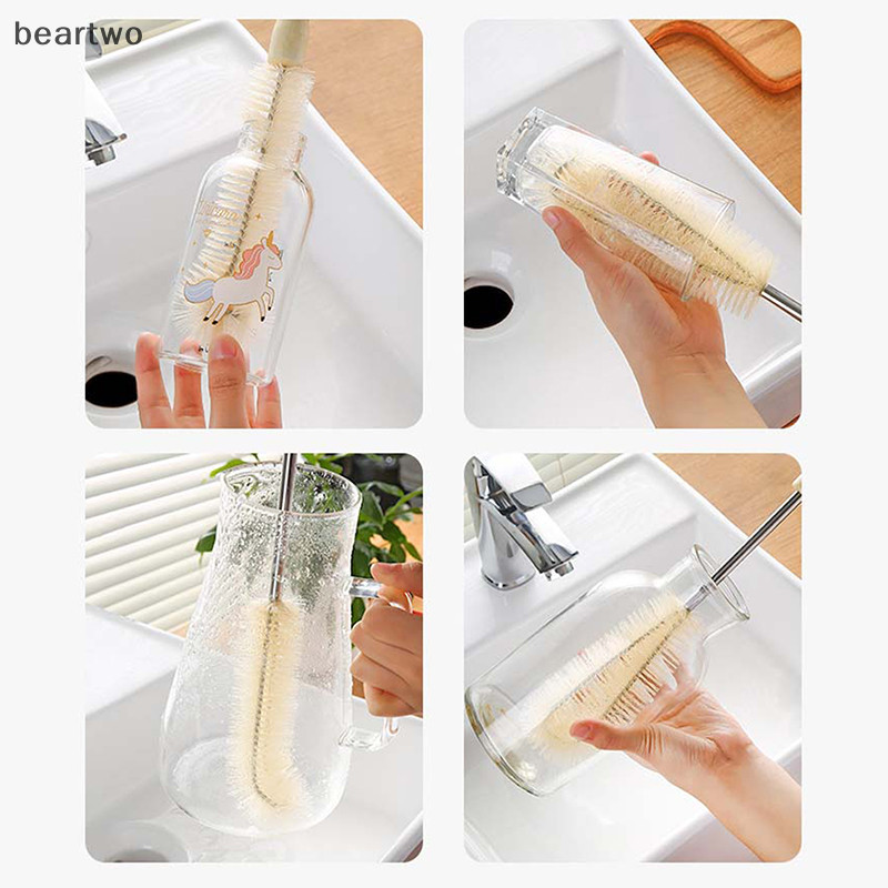 < Beartwo > Dụng cụ vệ sinh nhà bếp Chai uống nước Máy chà sàn thủy tinh Bàn chải làm sạch chai Bàn chải làm sạch có tay cầm dài Đẹp