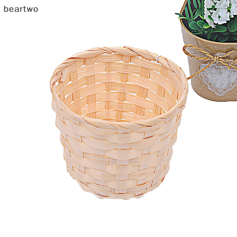 < Beartwo > Giỏ dệt nông thôn Giỏ đựng trái cây Giỏ đựng đồ di động Giỏ đựng đồ để bàn bằng tre Đẹp
