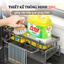 Kệ để đồ rửa chén bát GADI, Giá đựng đồ rửa bát chất liệu thép không gỉ tích hợp giá treo khăn tiện lợi