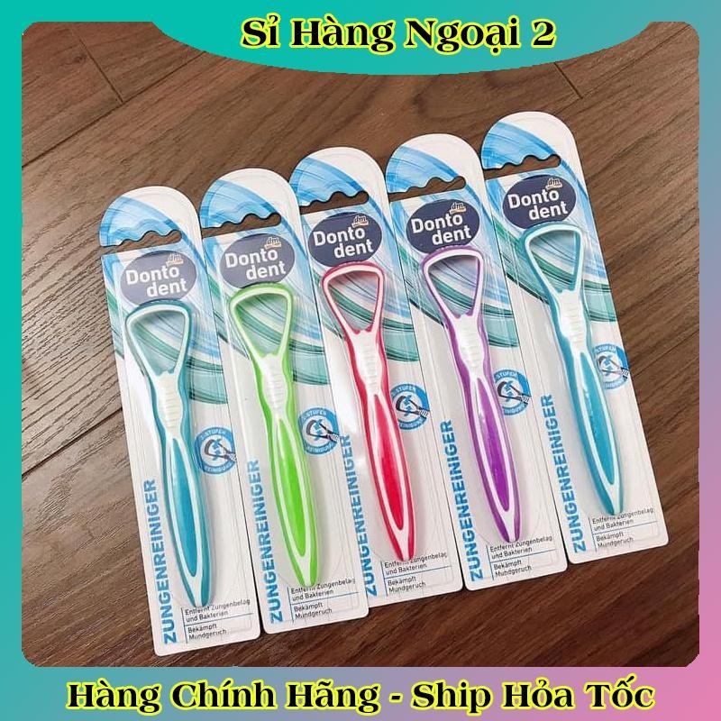Cây cạo lưỡi, vệ sinh lưỡi Dontodent bằng nhựa, cao cấp, cho người lớn của Đức - Đủ Bill
