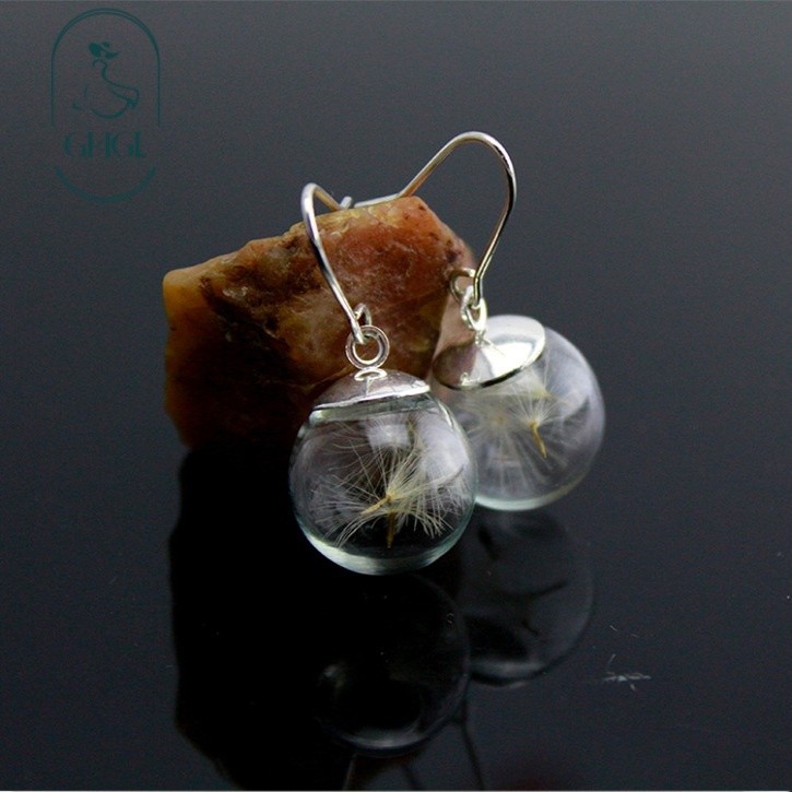 Hàng có sẵn Bông tai nữ hoa khô Bồ công anh phong cách Mori, thiết kế đơn giản thời trang