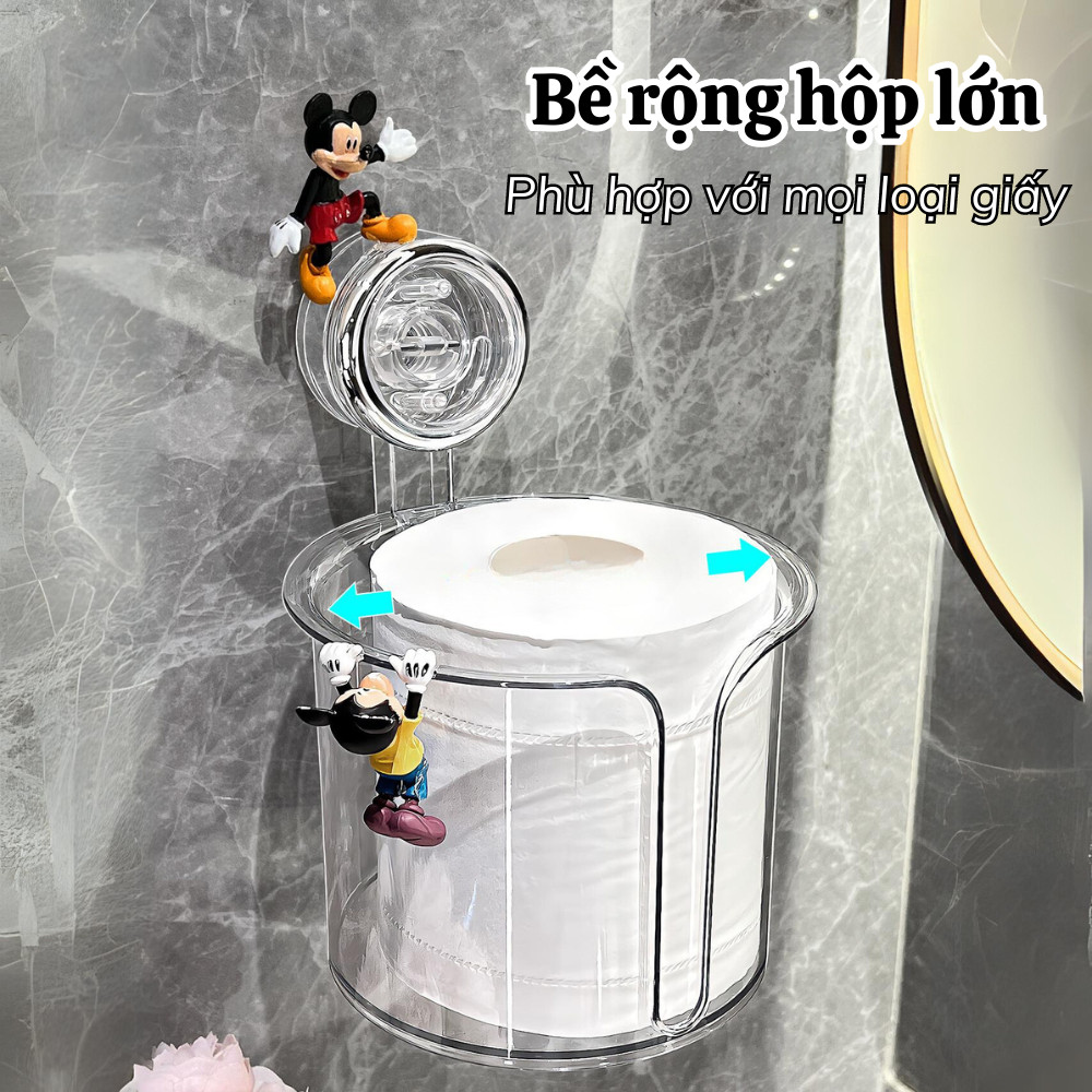 Hộp Đựng Giấy Vệ Sinh Trong Suốt Hút Chân không có khe rút giấy, Hộp đựng khăn giấy phòng tắm